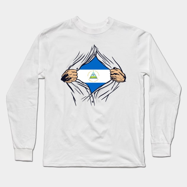 Proud Nicaragua Flag, Nicaragua gift heritage, Nicaraguan girl Boy Friend Nicaraguaense Long Sleeve T-Shirt by JayD World